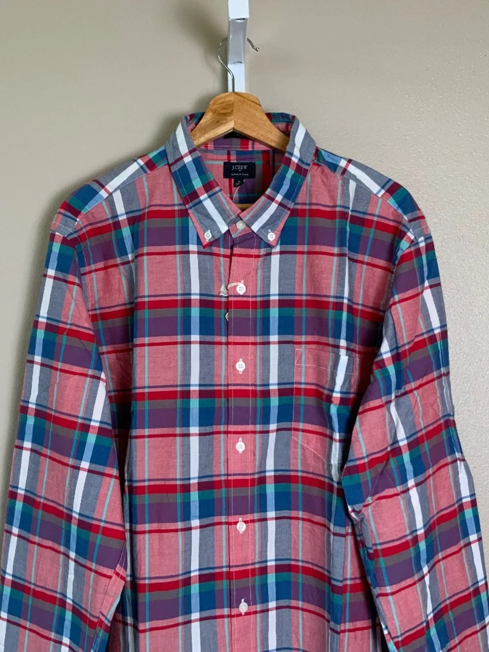 J. Crew Slim Summer Plaid Button Down Oxford Shirt